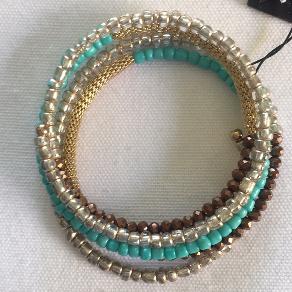 Gold and turquoise wrap bracelet - Picture 5 of 5